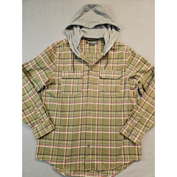 Hawx Other - HAWX Work Gear Men's Plaid Flannel Hooded Shirt Jacket Button Up L